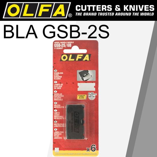 OLFA Scraper Blade For Grs-2 S/steel 40mmx18mm 6pk